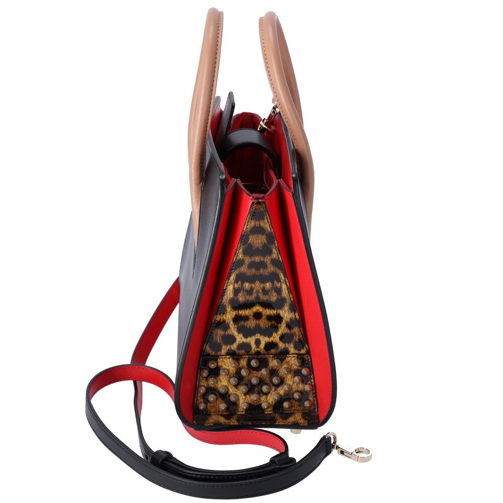 Christian Louboutin Paloma Small Handbag Black Beige Multi Leopard Leather - Picture 8 of 8